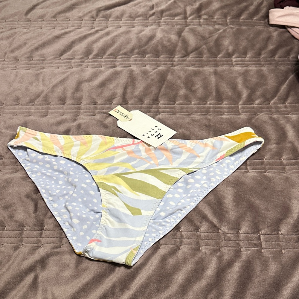 Billabong Women's Tropical Print Bikini Bottom - Blue and Yellow